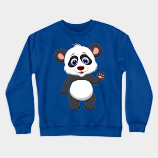 Baby panda waving hand Crewneck Sweatshirt